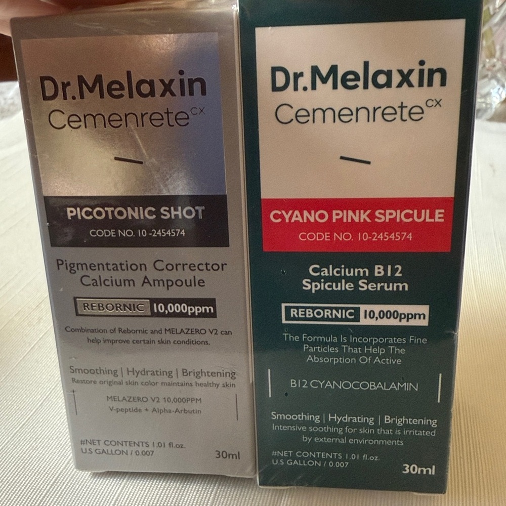 Dr. Melaxin Cemenrete Picotonic shot & Cyano Pink Spicule Ampoule duo NEW Sealed